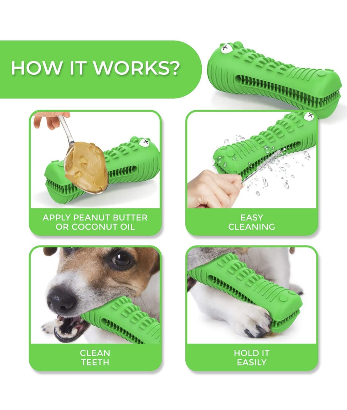 Dealhub Dog Chew Toy, Natural Rubber Dog Toothbrush Aggressive Chewers, for Medium to Large Dogs, Squeaky Dog Toy, Extremely Dur