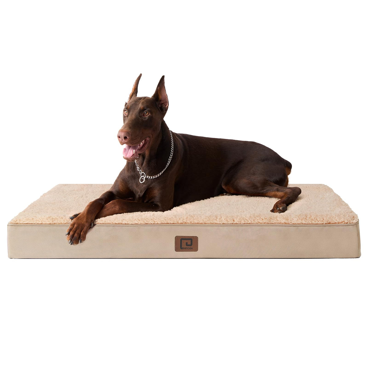 Eheyciga Orthopedic Xxl Dog Beds For Jumbo Dogs With Removable Washable Cover For Crate, Khaki, 47X29