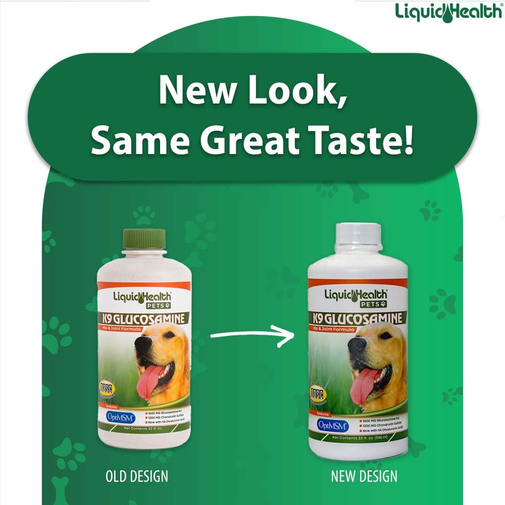 LIQUIDHEALTH K9 Liquid Glucosamine for Dogs - Joint Health Supplement, 32 Oz (Pack of 3) - Chondroitin, MSM, Hyaluronic Acid