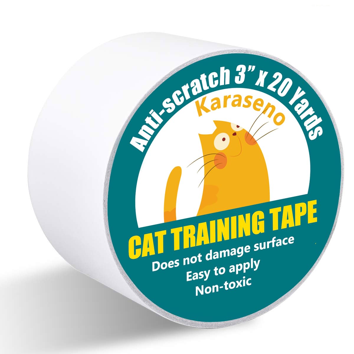 Karaseno Anti Cat Scratch Tape: 3 Inches X 20 Yards Cat Training Tape, 100% Transparent Clear Double Sided Deterrent Tape Furniture Protector