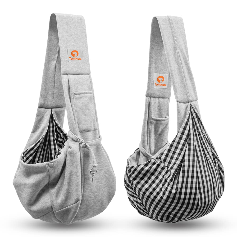 Tomkas Dog Sling Carrier For Small Dogs Dog And Cat Sling Carrier - Hands Free Reversible Pet Papoose Bag - Soft Pouch And Tote