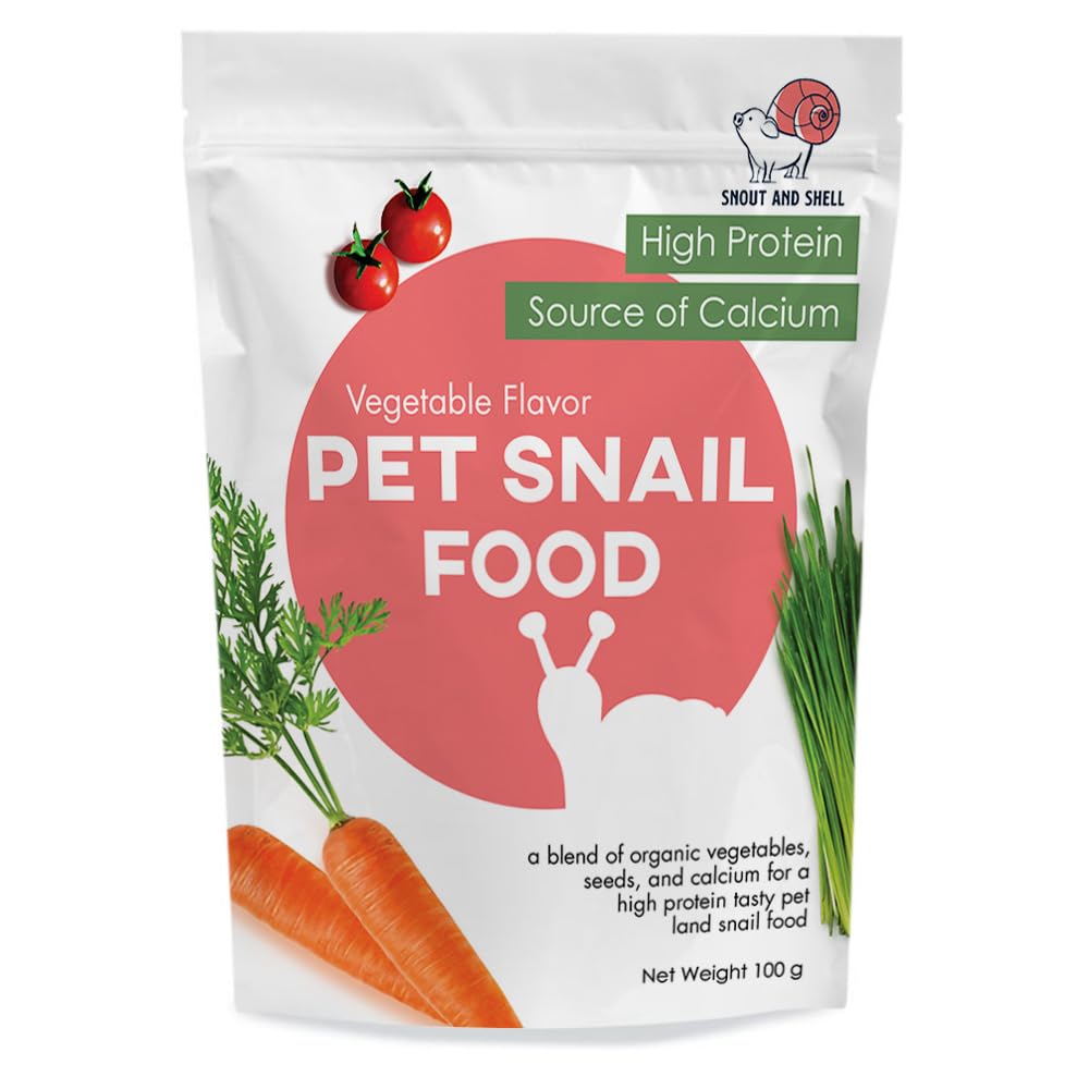 Snout & Shell Vegetable Flavored Pet Land Snail Food - Tasty High-Protein, Calcium Blend for Snails, Easy Addition to Your Garde