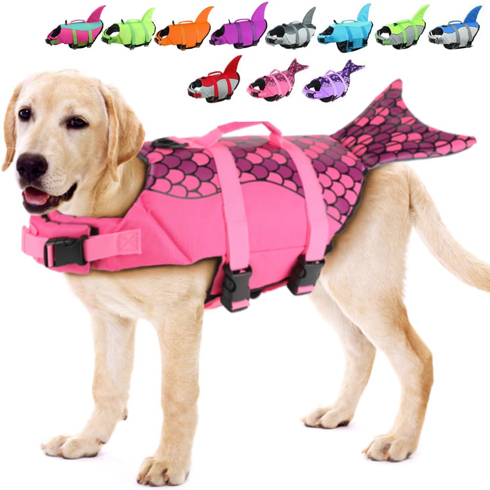 Emust Dog Life Vests, Dog Life Preserver For Swimming, Boat, Pool, Ripstop Pet Floating Vest With High Buoyancy And Lift Handle 