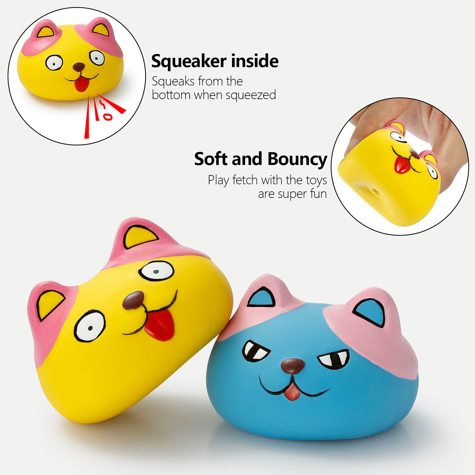 Hdsx Squeaky Dog Toys Funny Animal Dog Balls For Puppy Small Pet Dogs 6 Pcs/Set (Cat)