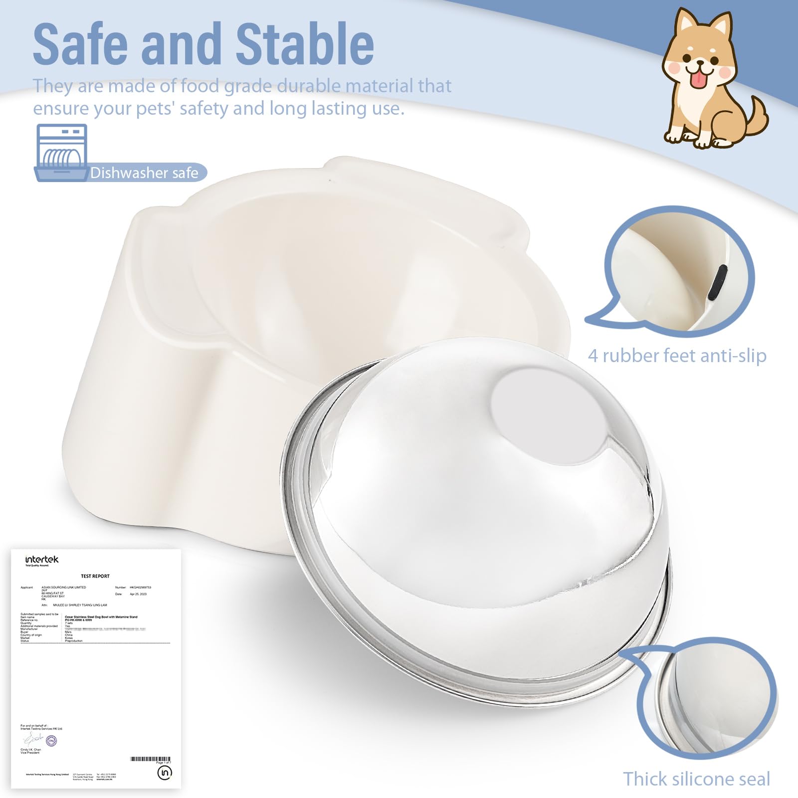 15 Elevated Dog & Cat Bowl - Anti-Vomiting Tilted Stainless Steel Pet Feeder, Non-Slip Raised Base For Small & Medium Pets, Easy