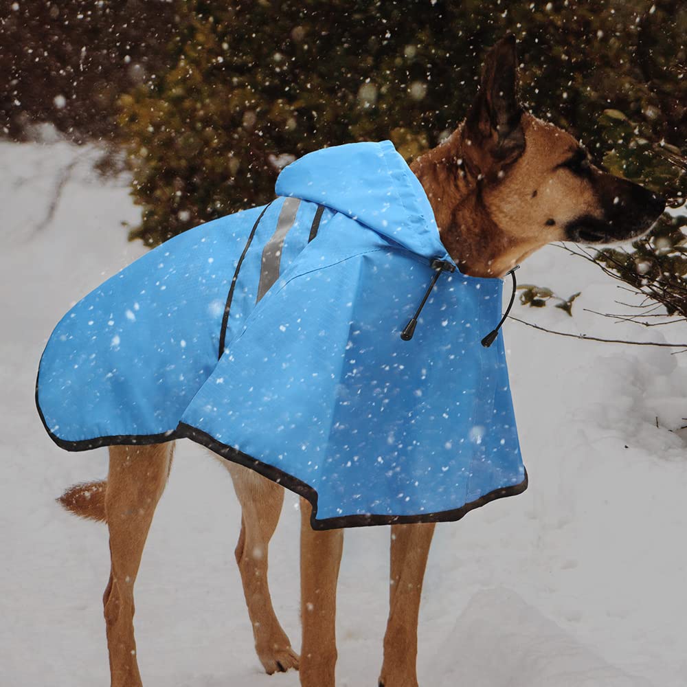 Candofly Dog Raincoat Hooded Poncho - Adjustable Waterproof Dog Rain Jacket Lightweight Reflective Dog Rain Coat Pet Slicker For Small Medium Large Dogs (Large, Sky Blue)