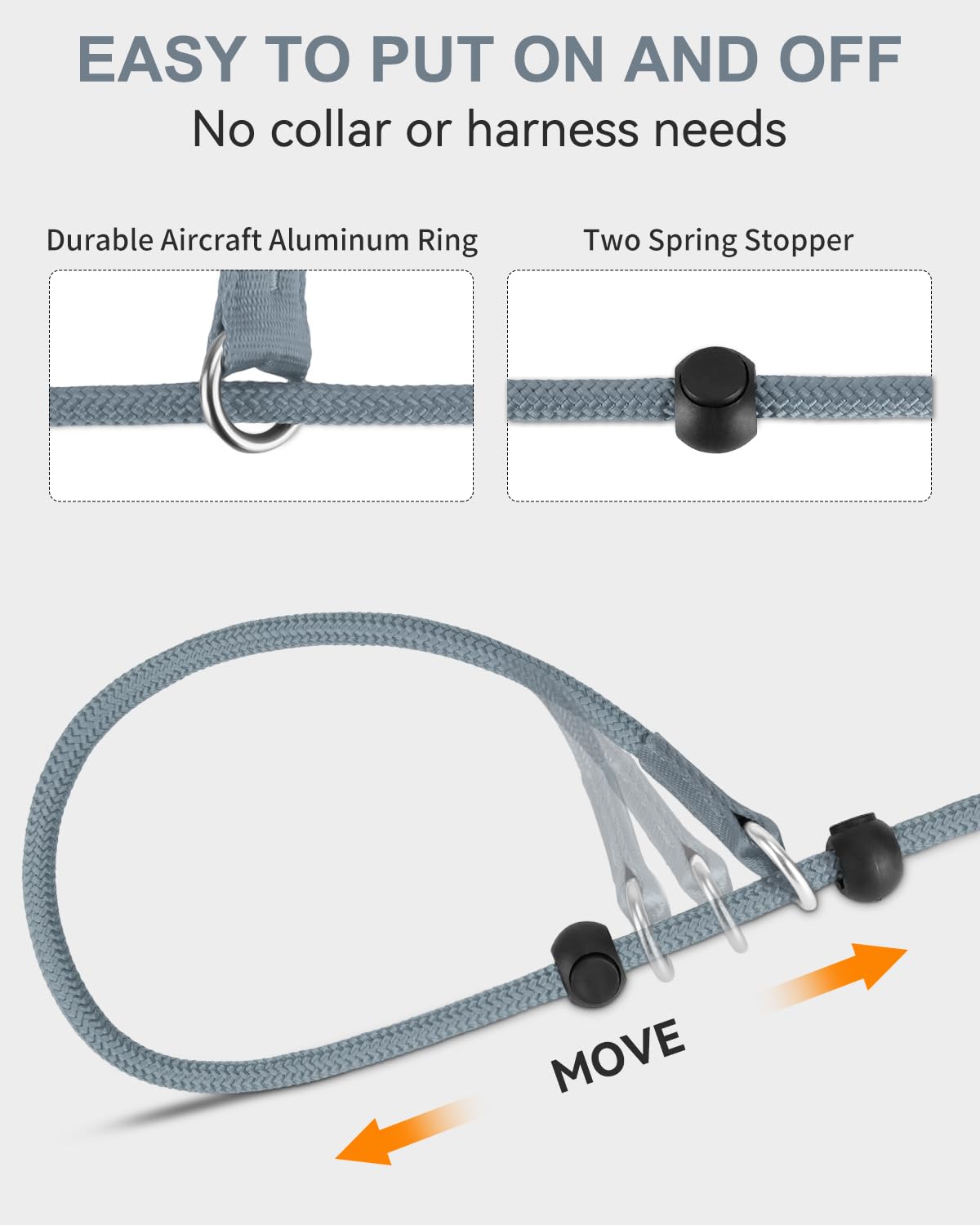 Joytale Tangle-Free Slip Leads For Dogs, 6 Ft Slip Leash With Padded Double Handle, Reflective Nylon Training Leash For Small Me