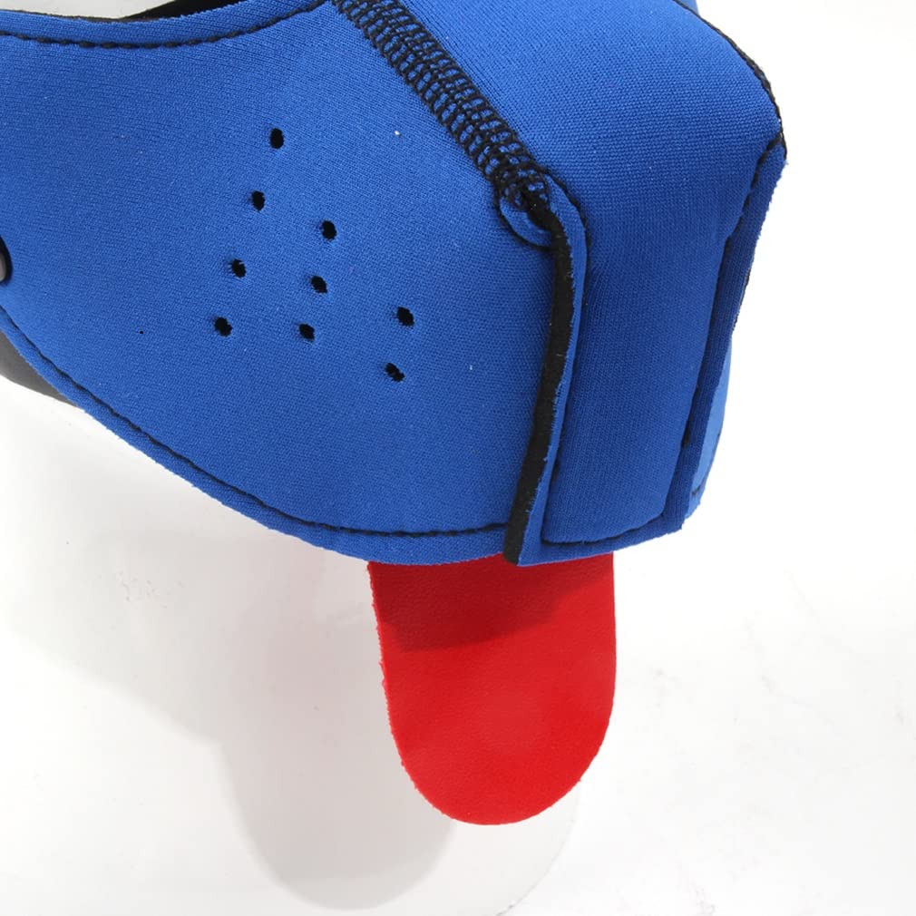 Neoprene Puppy Face Muzzle Dog Hood Mask Play Hoods Blue