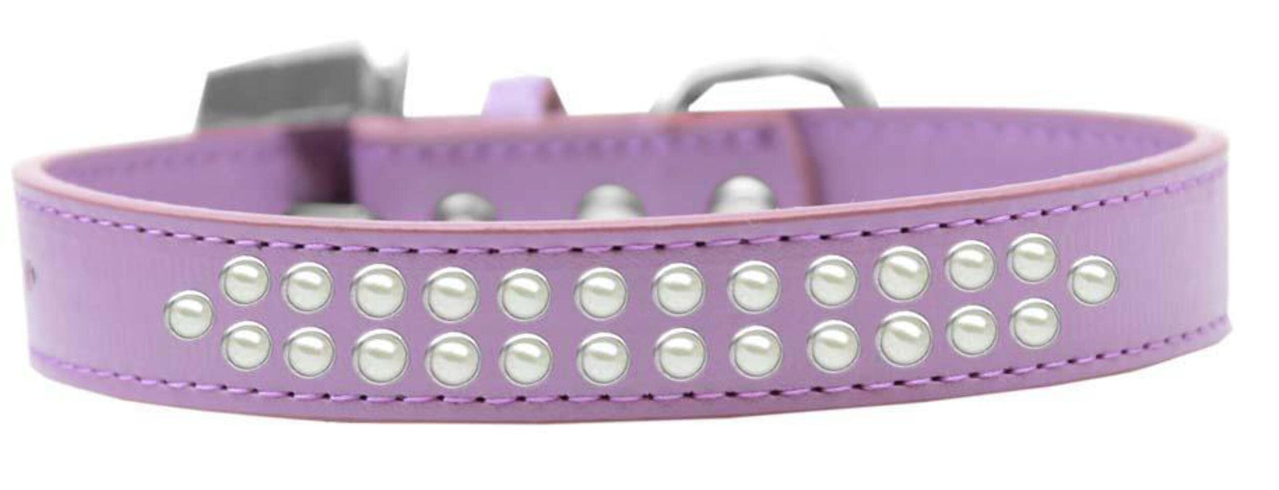 Mirage Pet Products Two Row Pearl Black Dog Collar, Size 20