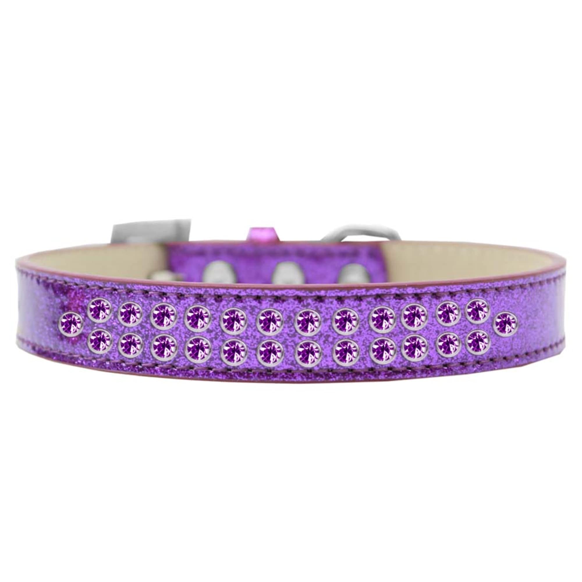 Mirage Pet Products Two Row Crystal Ice Cream Dog Collar, Size 18, Purple