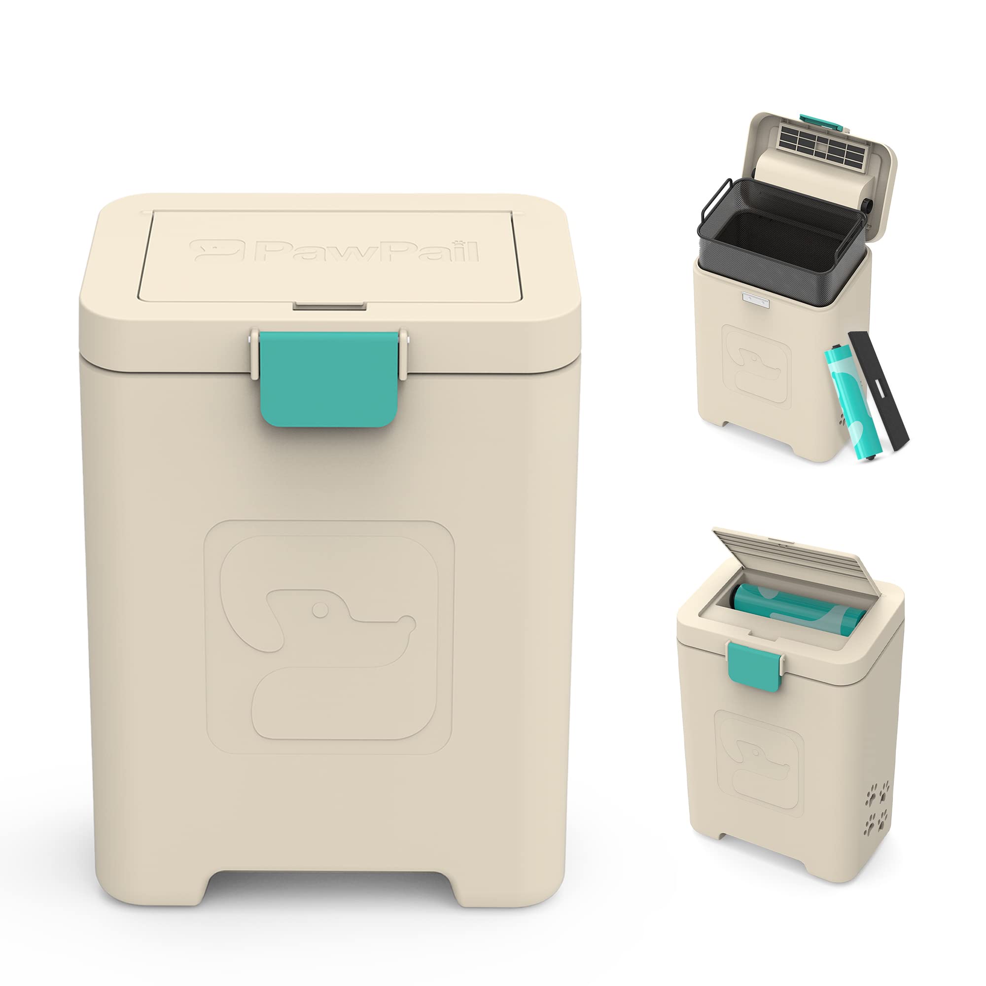 Pawpail Dog Poop Trash Can, For Outdoor Use, Includes 200 Poop Bags For Dogs, Carbon Air Filter And Dualvent Technology For Odor