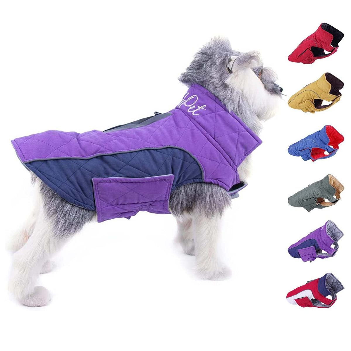 Thinkpet Dog Cold Weather Coats - Cozy Waterproof Windproof Reversible Winter Dog Jacket, Thick Padded Warm Coat Reflective Vest Clothes For Puppy Small Medium Large Dogs