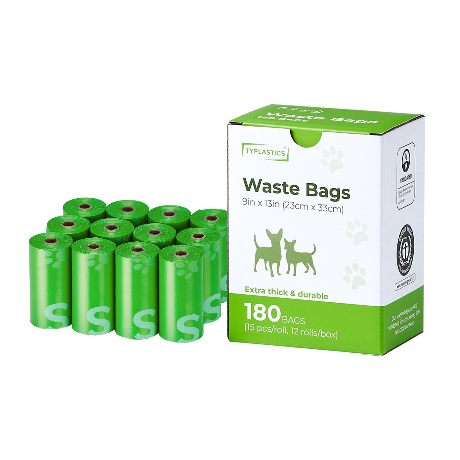 Typlastics Poop Bags For Dogs,180 Bags, Waste Refuse Cleanup, Doggy Roll Refills For Outdoor Puppy Walking And Travel, Leakproof