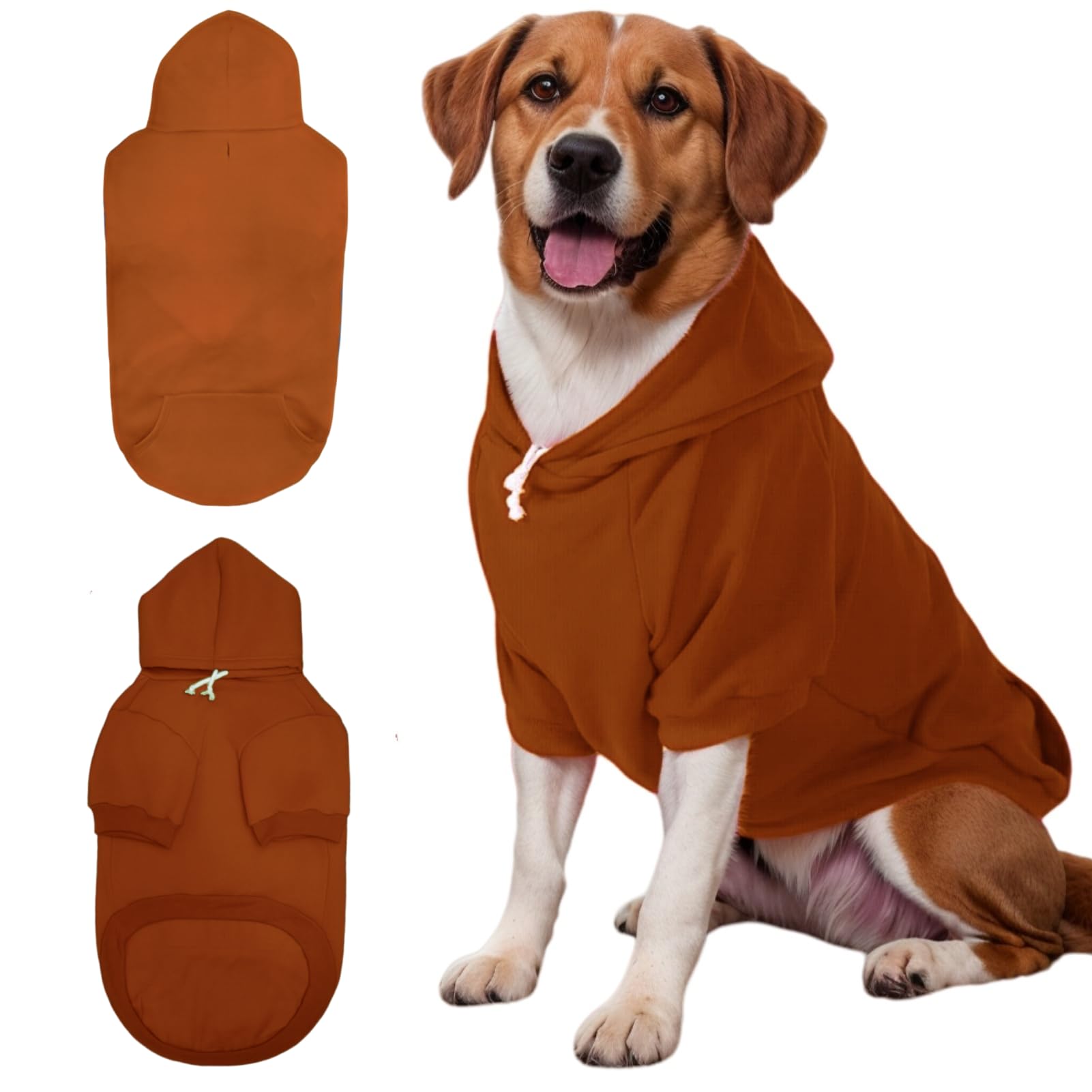 Mfiker Large Dog Hoodie Sweater With Leash Hole And Pocket, Fleece Lined Hooded Large Dog Sweatshirt, Soft Warm Winter Clothes F
