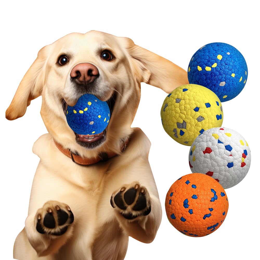 Hisukoy Dog Balls Dog Tennis Balls For Aggressive Chewers, Indestructible Bouncy Floating Teething Chew Toys For Dogs To Fetch