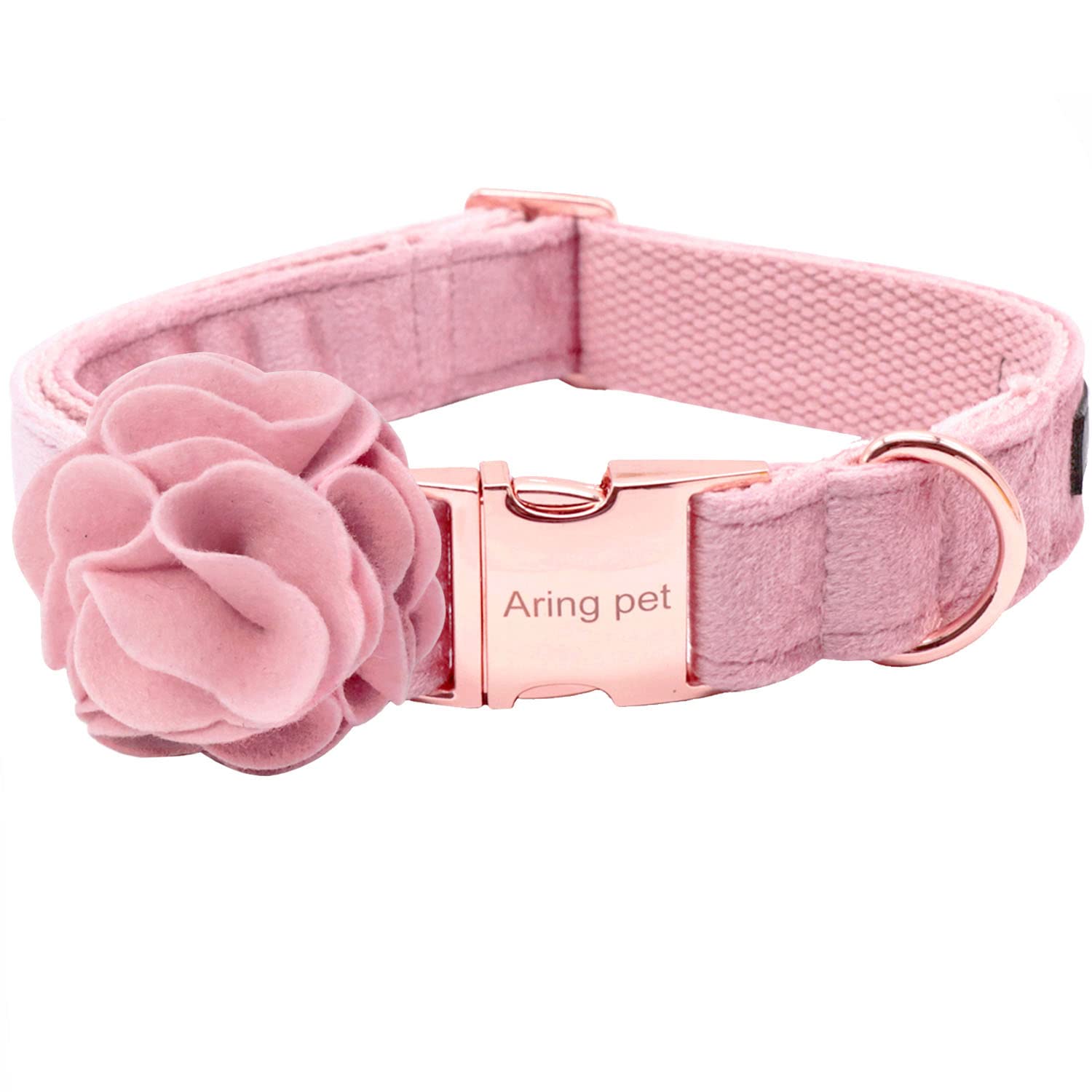Aring Pet Velvet Dog Collar, Unique Pink Dog Collars With Detachable Felt Flower, Adjustable Soft Velvet Dogs Collar Flower With