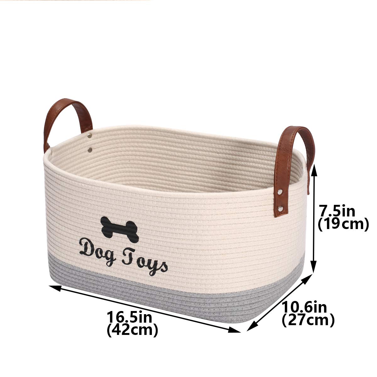 Large Cotton Dog Toy Basket Storage, 16.5'X10.6'X 7.5' Puppy Toy Basket,Puppy Bins,Laundry Basket Storage Bin-Perfect For Organizing Pet Toys,Blankets,Leashes,Pee Mats And Diapers