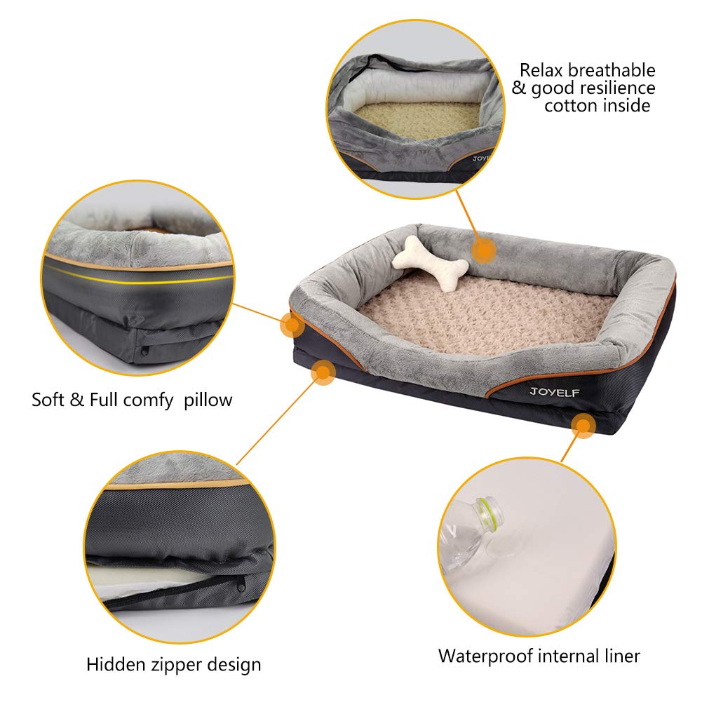 Joyelf Memory Foam Dog Bed Small Orthopedic Dog Bed & Sofa With Removable Washable Cover And Squeaker Toy As Gift