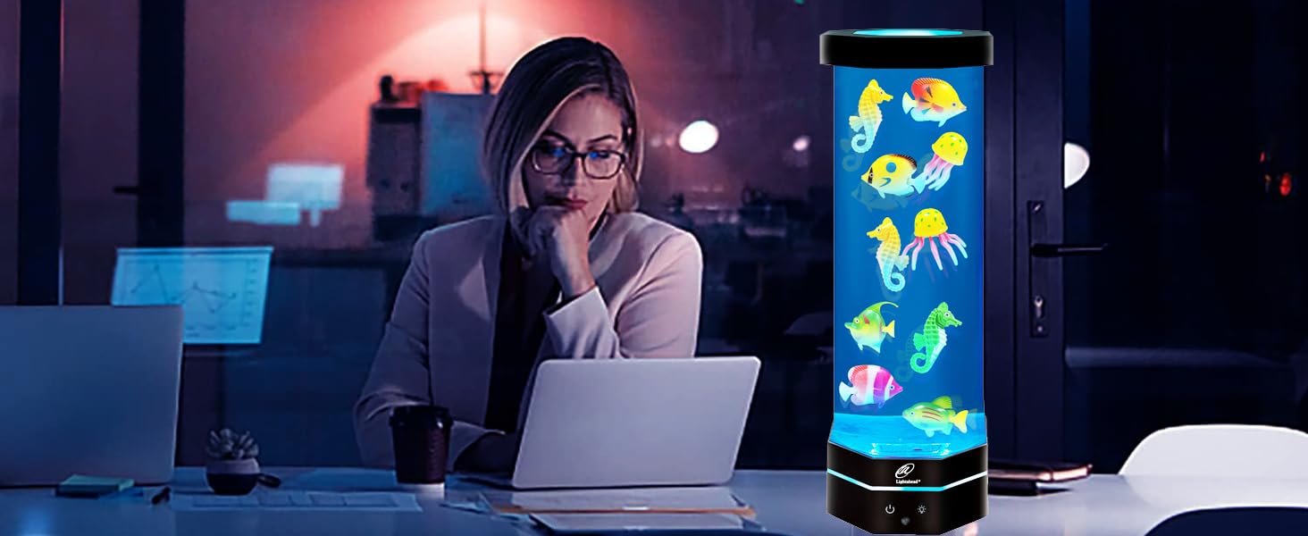 Lightahead Led Mini Desktop Fantasy Fish Lamp With Color Changing Light Effects. A Sensory Synthetic Fish Tank Aquarium Mood Lamp. Excellent Gift