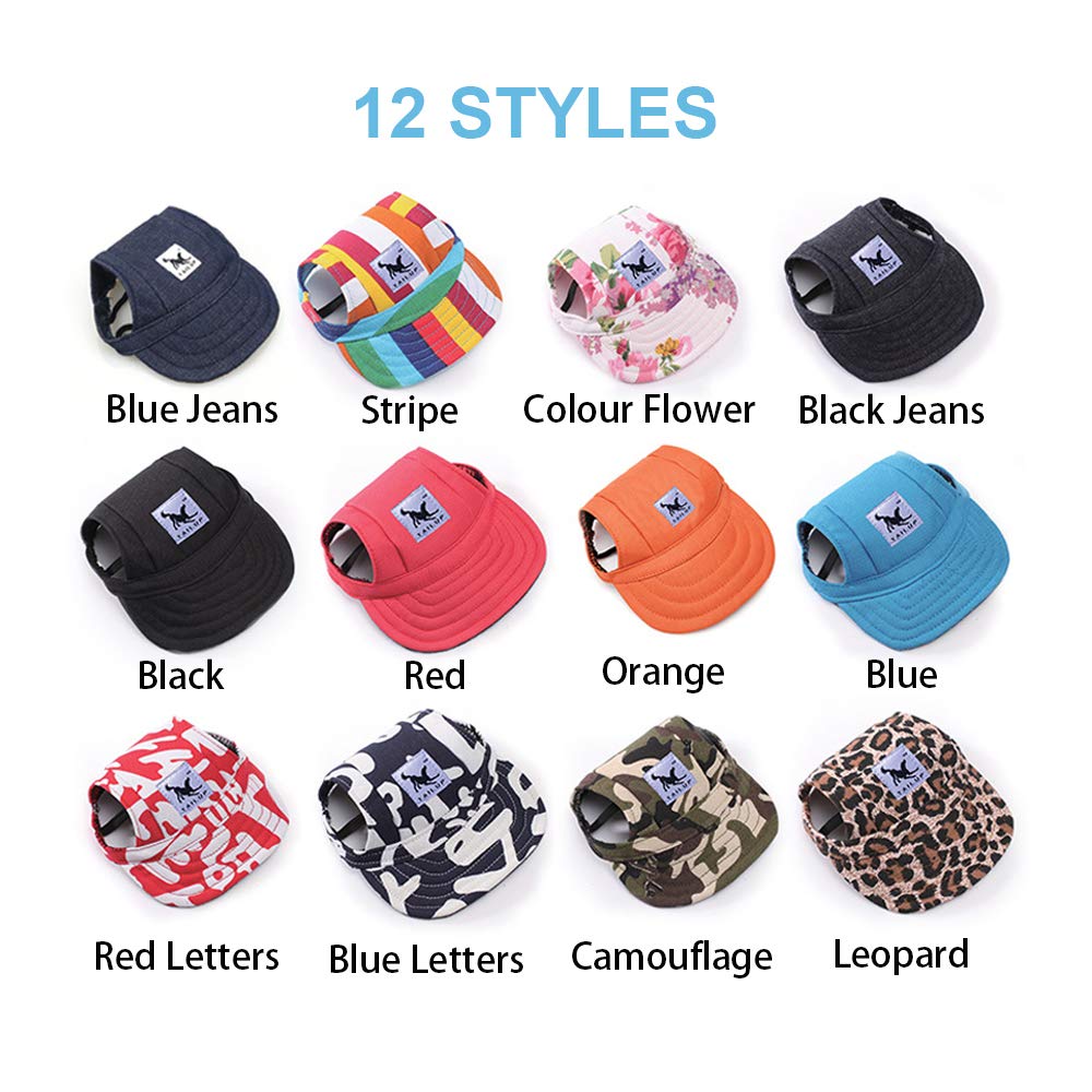 Leconpet Baseball Caps Hats with Neck Strap Adjustable Comfortable Ear Holes for Small Medium and Large Dogs in Outdoor Sun Prot