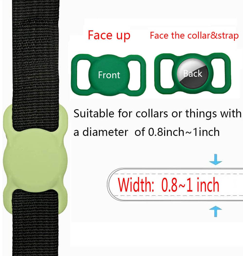 Airtag Dog Collar Holder(2 Pack) For Apple Airtags Anti-Lost Air Tag Holder Case Compatible With Cat Dog Collars (Pink&Avocado)