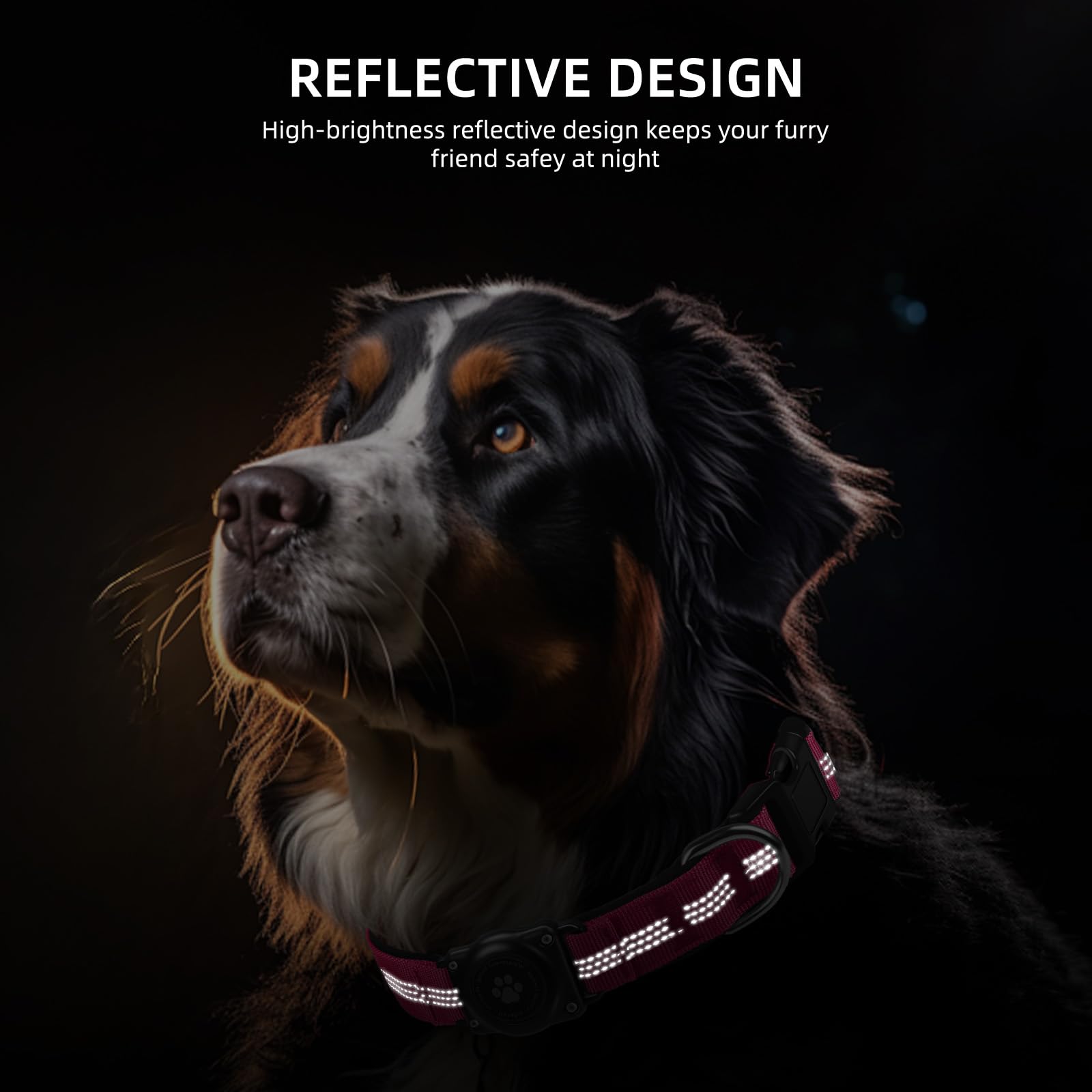 Upgraded Airtag Dog Collar, Ip68 Waterproof Air Tag Dog Collar Holder, Reflective, Ultra-Durable, Comfortable Padded, Heavy Duty Dog Collars For Small Medium Large Dogs (L (14.8'-20.3'), Hotpink)