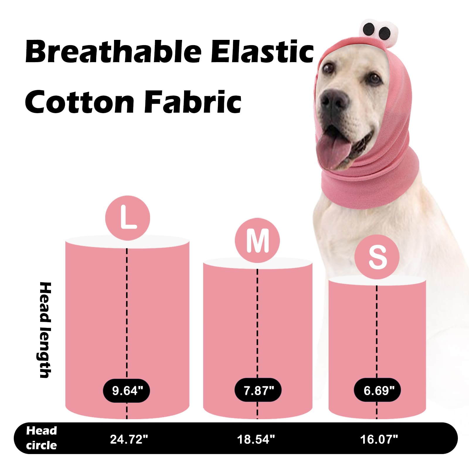 Sawmong Cute Dog Calming Hoodie Ear Head Covers For Noise Fireworks,No Shake Ear Wraps For Anxiety Relief,Dog Ear Muffs Hematoma