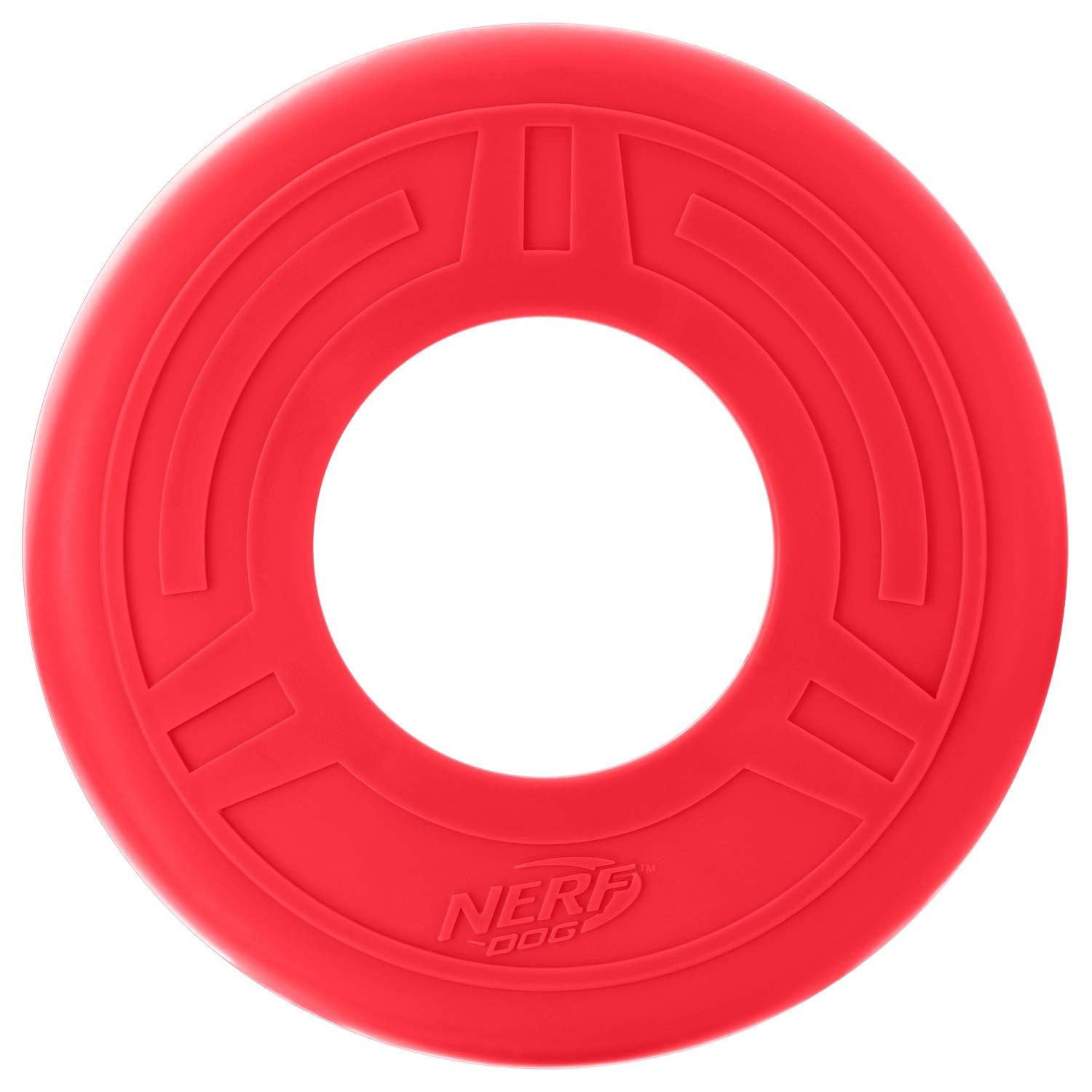 Nerf Dog Atomic Flyer Outdoor Dog Toy, 10 Inch Flying Disc Dog Fetch Toy, Rubber Dog Toy For Medium Dogs And Large Dogs, Red
