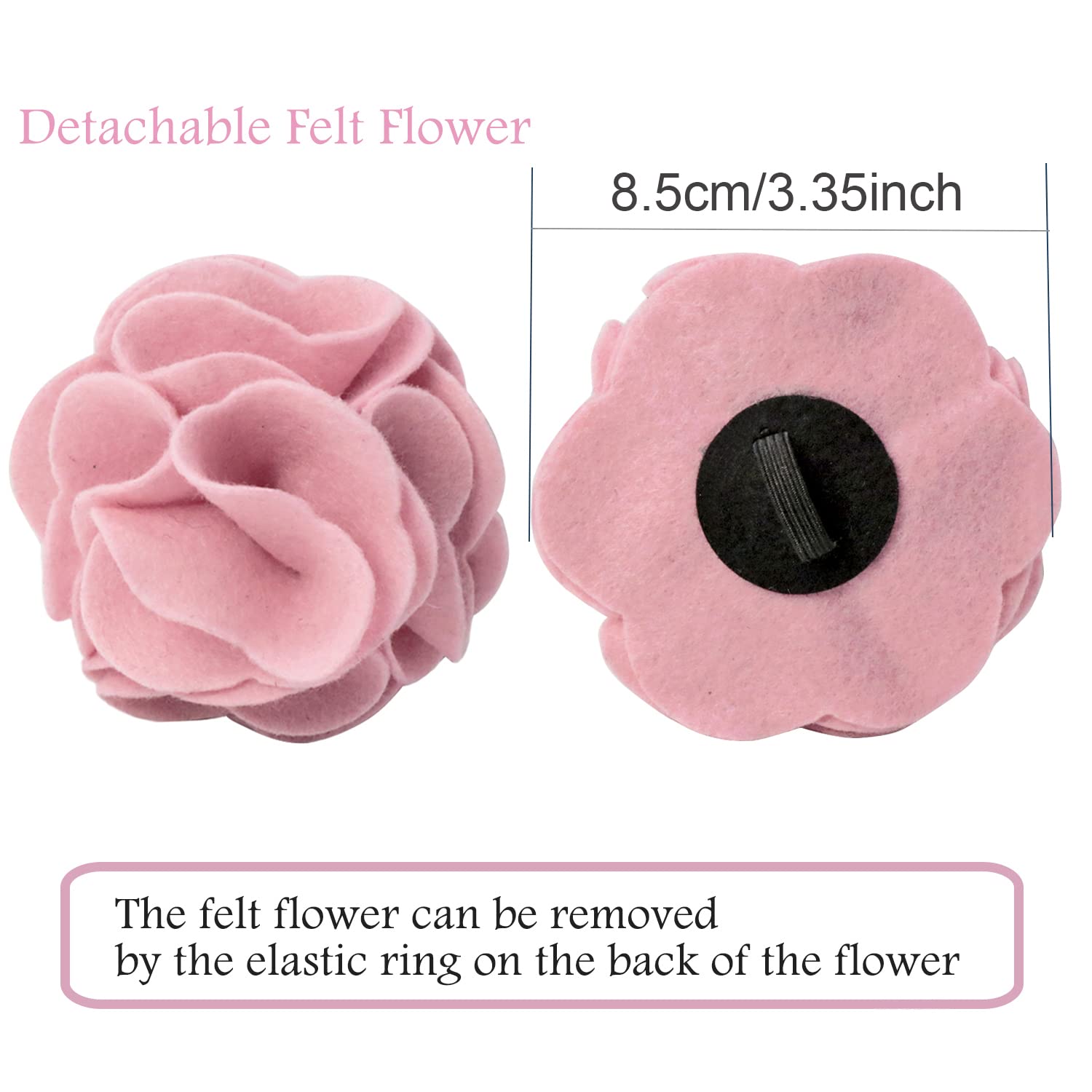 Aring Pet Velvet Dog Collar, Unique Pink Dog Collars With Detachable Felt Flower, Adjustable Soft Velvet Dogs Collar Flower With
