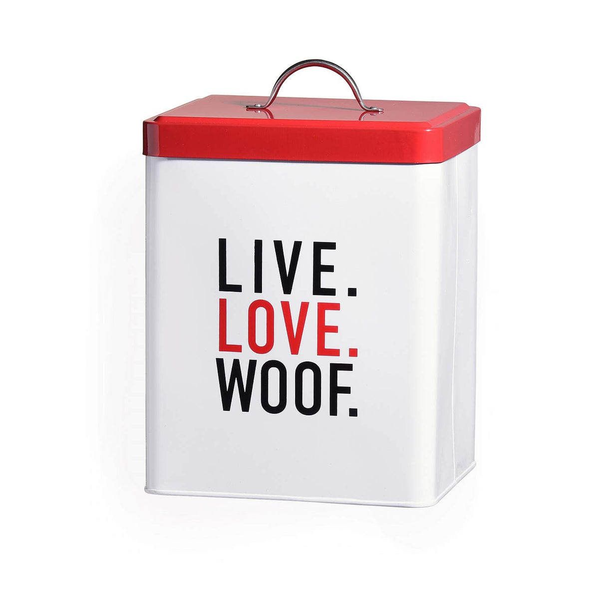 Amici Pet Live Love Woof Metal Food Canister, 208Oz