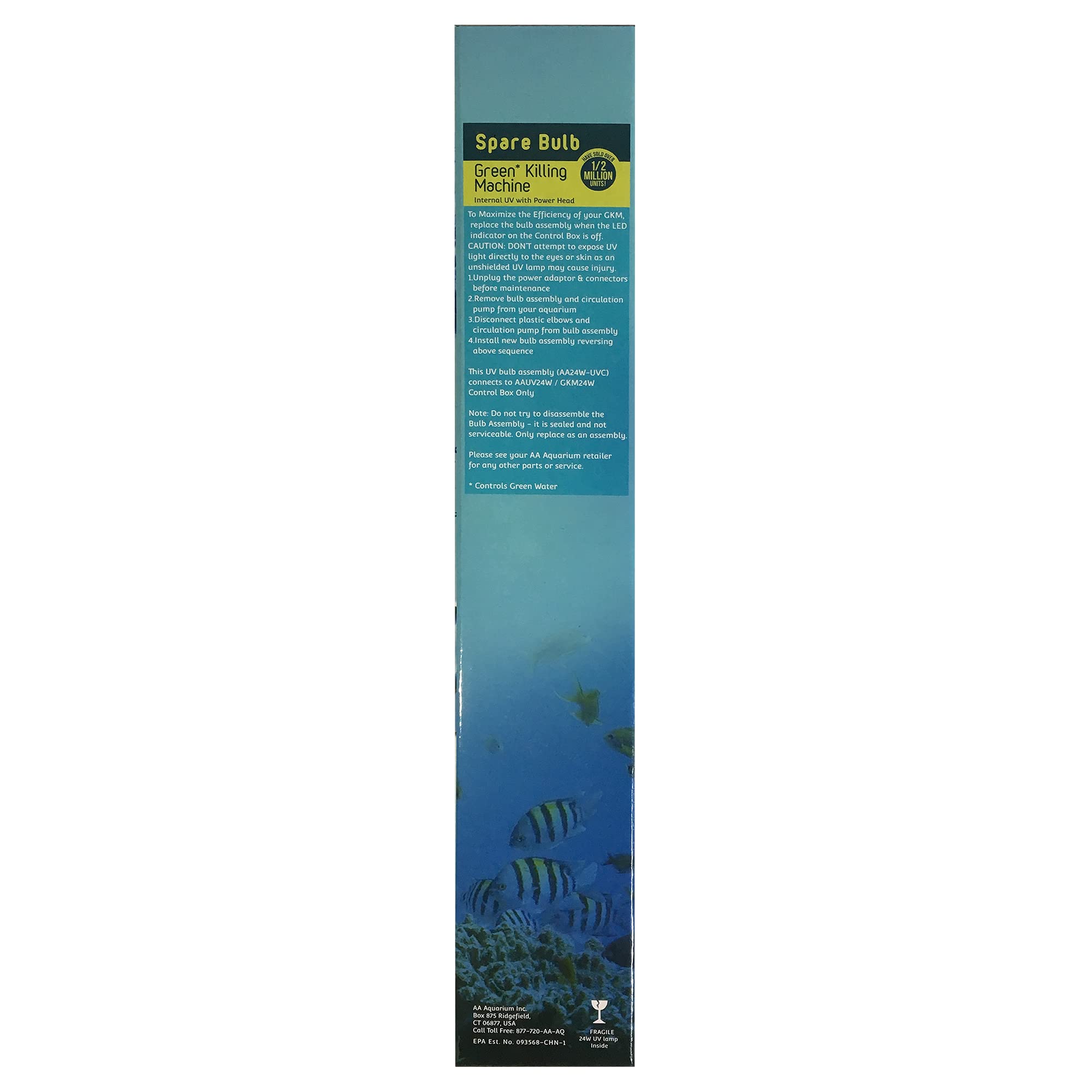 AA Aquarium GKM24W Internal UV Spare Bulb - 3-Inch x 15.9-Inch, Black Crystal, Model MSS875-72405R01