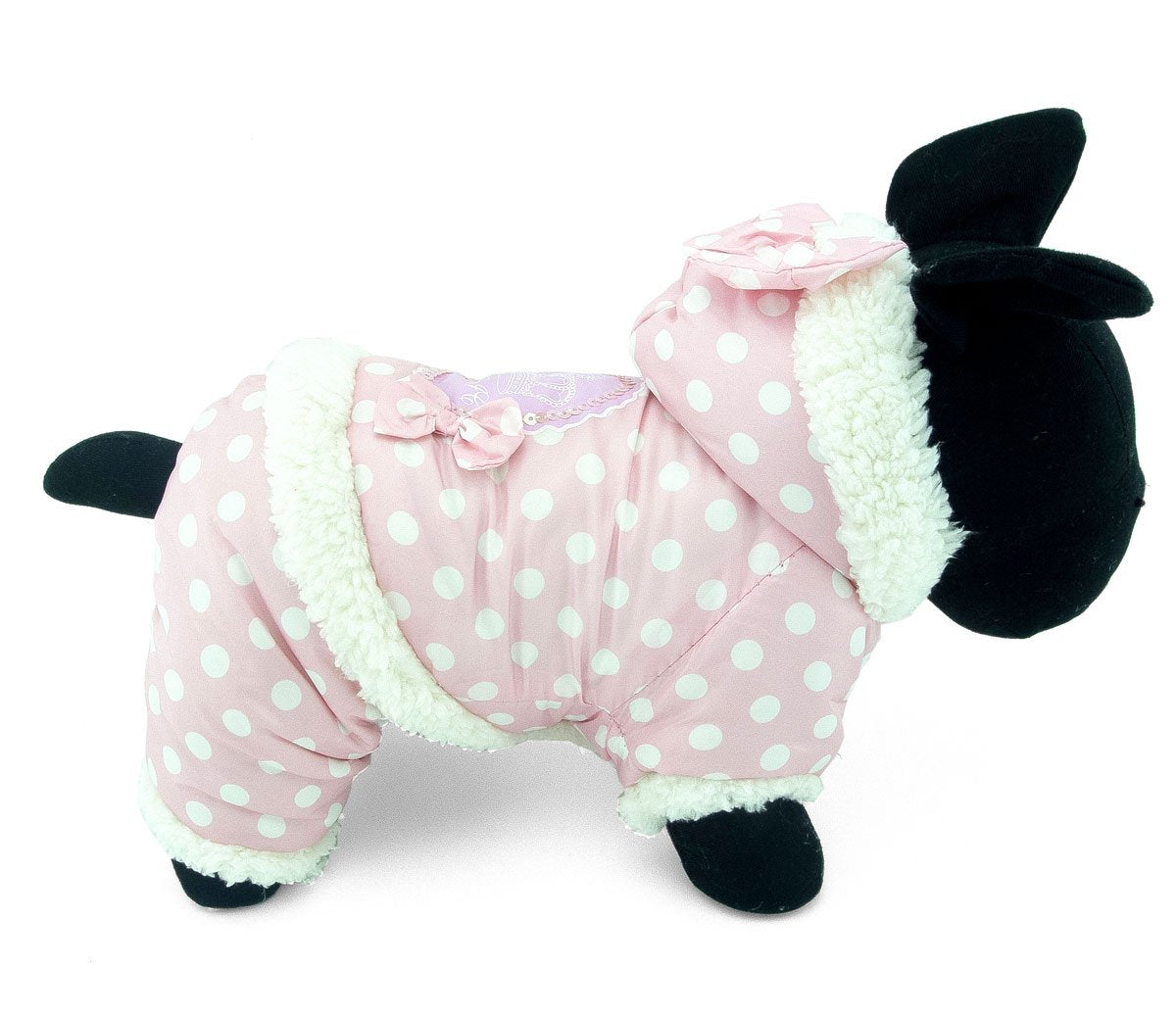 Selmai Polka Dots Hooded Warm Pet Fleece Jumpsuit Puppy Winter Snowsuit Small Dog Cat Coat Jacket Pjs Outfits Chihuahua Clothes