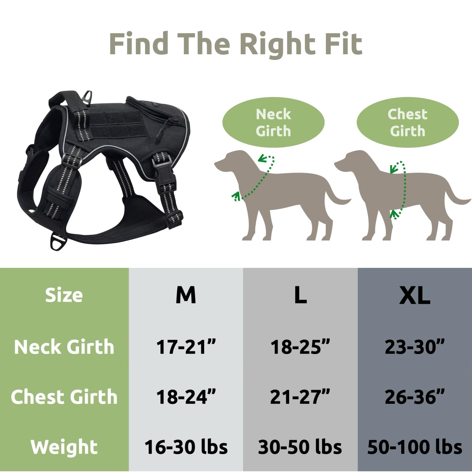Mokapaw Tactical Dog Harness For Extra Large Dogs, No Pull Harness With 2 Clips, Adjustable & Reflective Heavy Duty Large Dog Ha