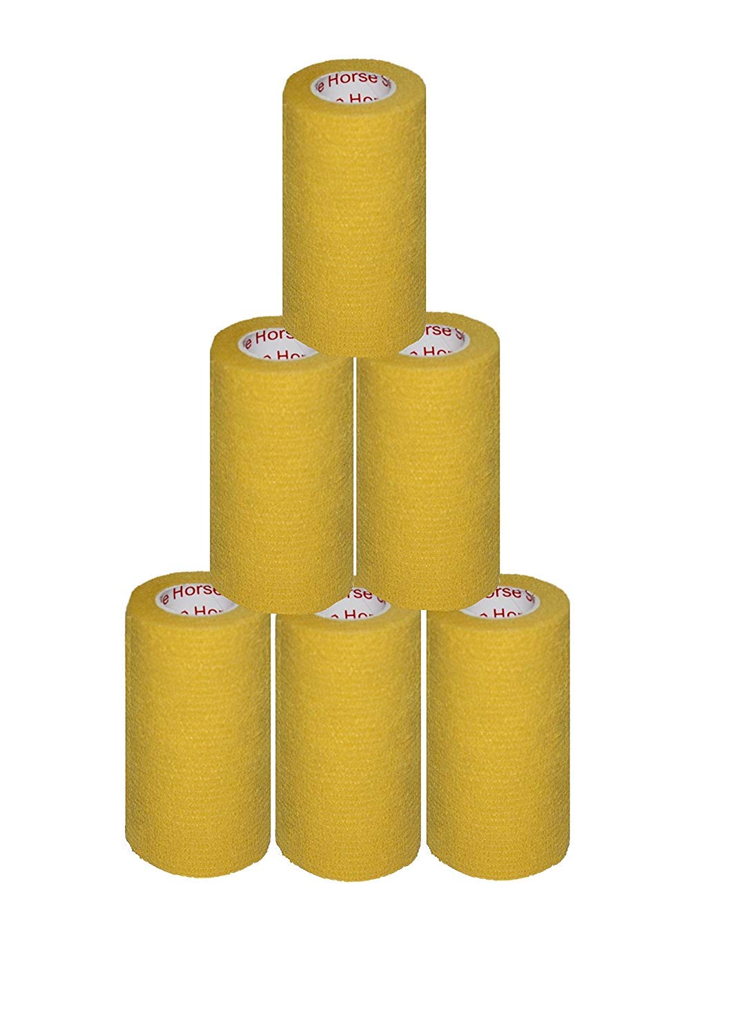 3 Inch Vet Wrap Tape Bulk (Yellow) (Pack of 6) Self Adhesive Adherent Adhering Flex Bandage Grip Roll for Dog Cat Pet Horse