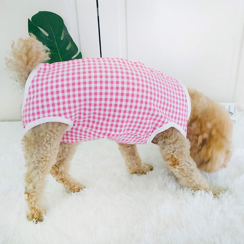 Kukaster Pet Dog’S Recovery Suit Post Surgery Shirt For Puppy, Wound Protective Clothes For Little Animals(Pink White Plaid-Xxs)