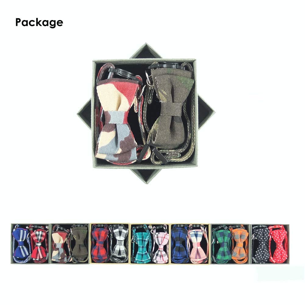 Cat Collar Bowtie With Bell, Quick Release Buckle Safety And Durable Kitties Kittens Cats Breakaway Collar Set Of 2 Pcs(6.8-10.8In) (Camouflage 1&Camouflage 2)