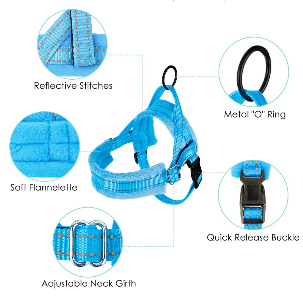 Lukovee Walking Dog Harness And Leash, Heavy Duty Adjustable Puppy Harness Soft Padded Reflective Vest Harness Anti-Twist 4Ft Lead Quick Fit Lightweight For Small Dog Cat (Light Blue, X-Small)