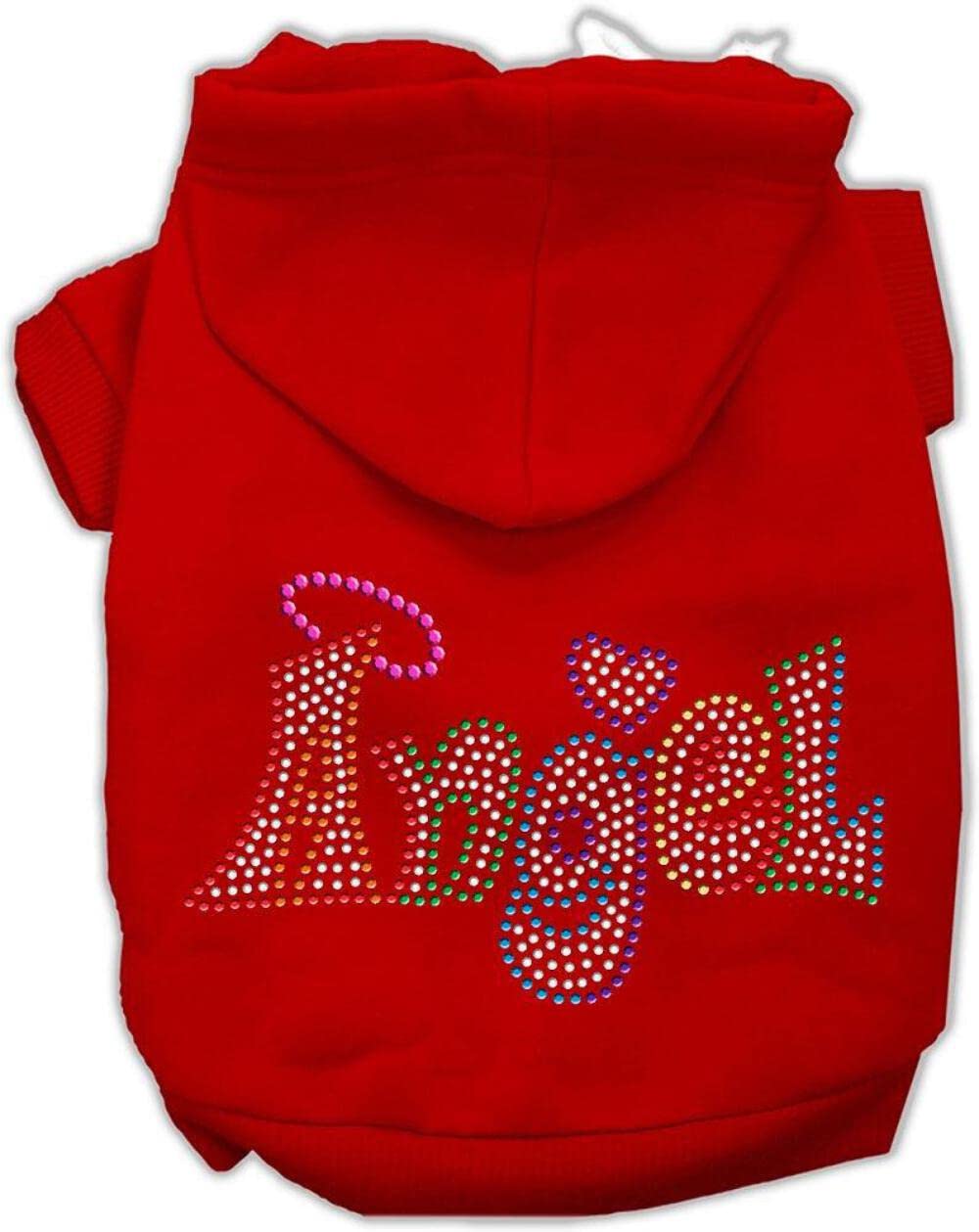 Pet, Dog & Cat Hoodie Rhinestone, 'Technicolor Angel' Red Xs (0-3 Lbs.)