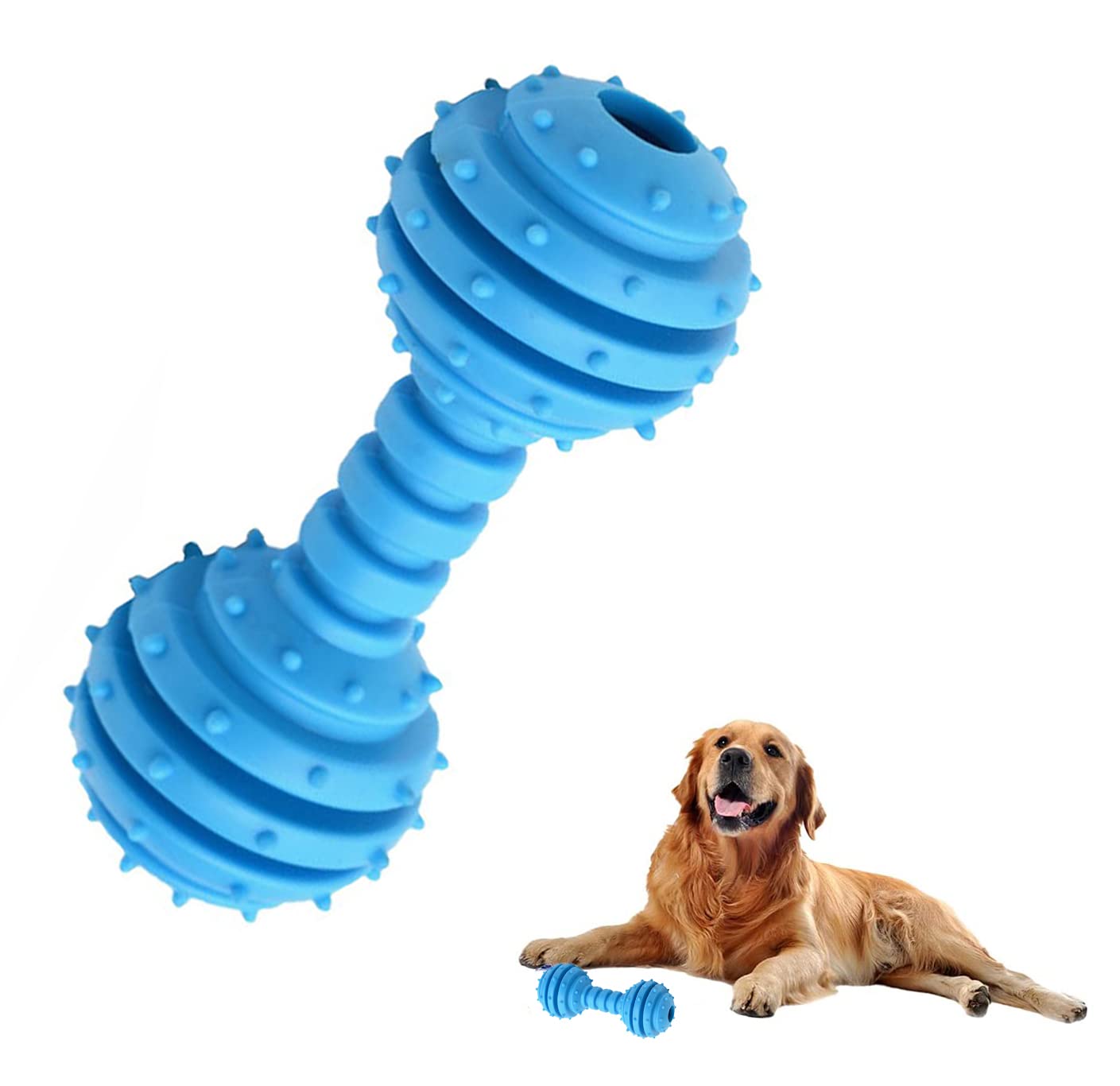 Western Era Dog Rubber Dumble Toy With Bell, Attractive, Unique Design, Ridged Texture, Lightweight, Durable, Weather, Water Res
