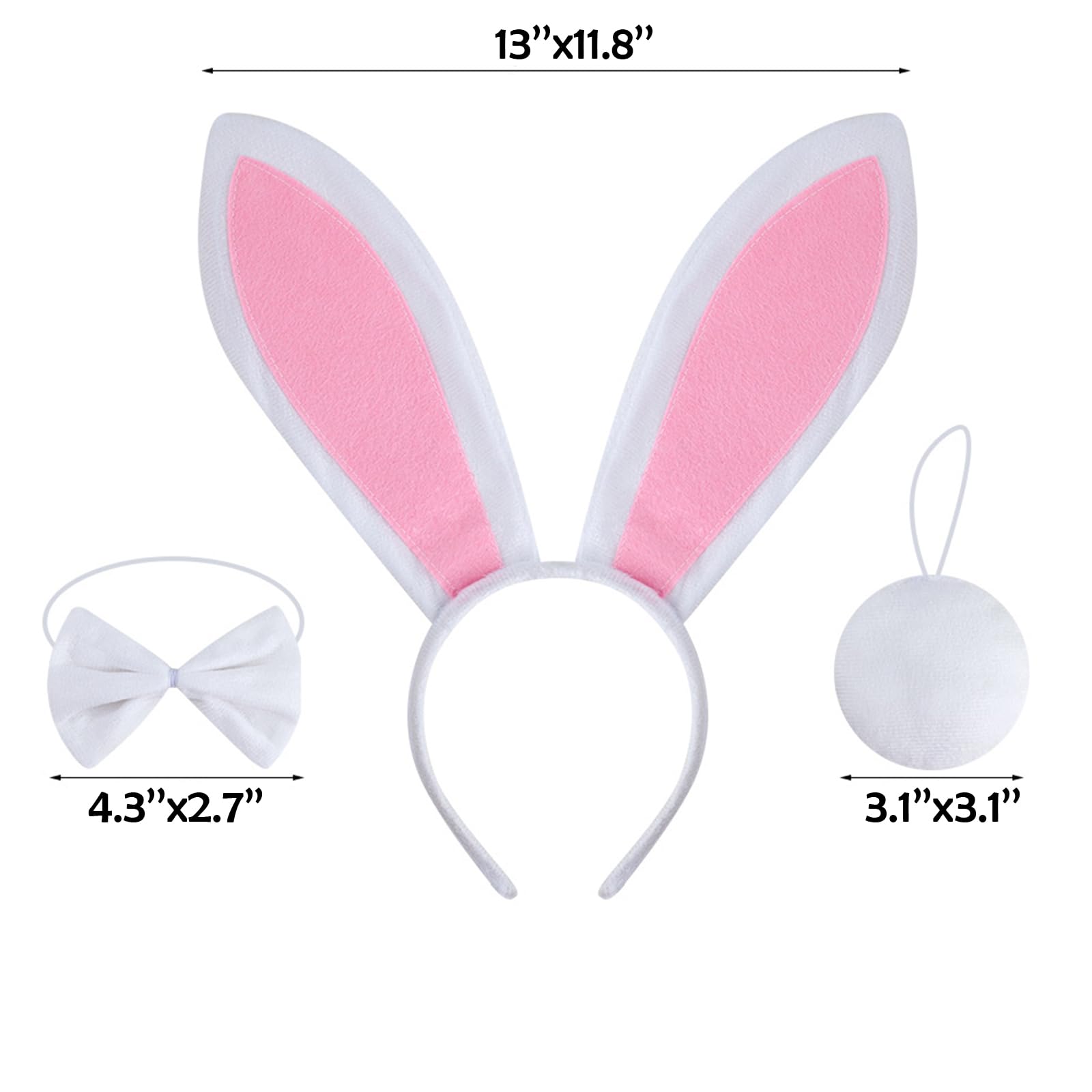 Elegant Little Tail Easter Dog Headband - 3Pcs Pet Pink Rabbit Ears Headbands With Bowtie For Puppy Party Cute Dog Head Accessor