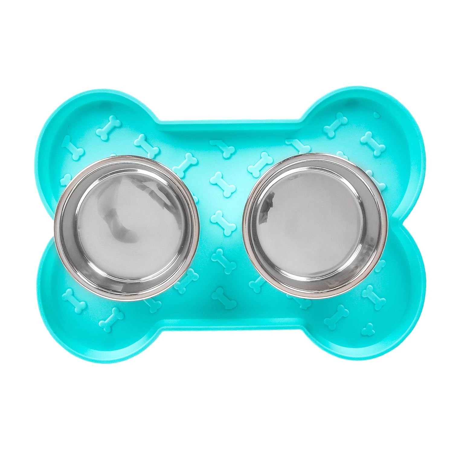 Animax Bone Shape Tray Anti Skid With Stainless Steel Bowl (Specially For Dog)520 Ml,?18 Cm,H_15 Cm,W_18 Cm