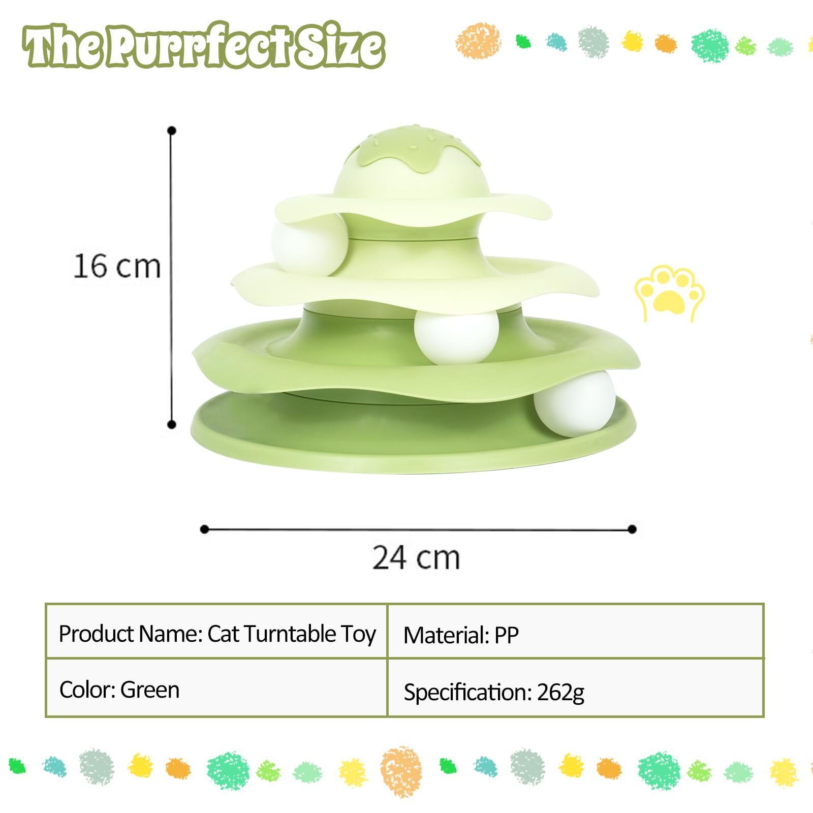 Ice Cream Shaped Cat Toy, Three-Layer Interactivetrack Toy, With Three Rotating Balls, Pp Material, Protect Claws, Easy To Assem