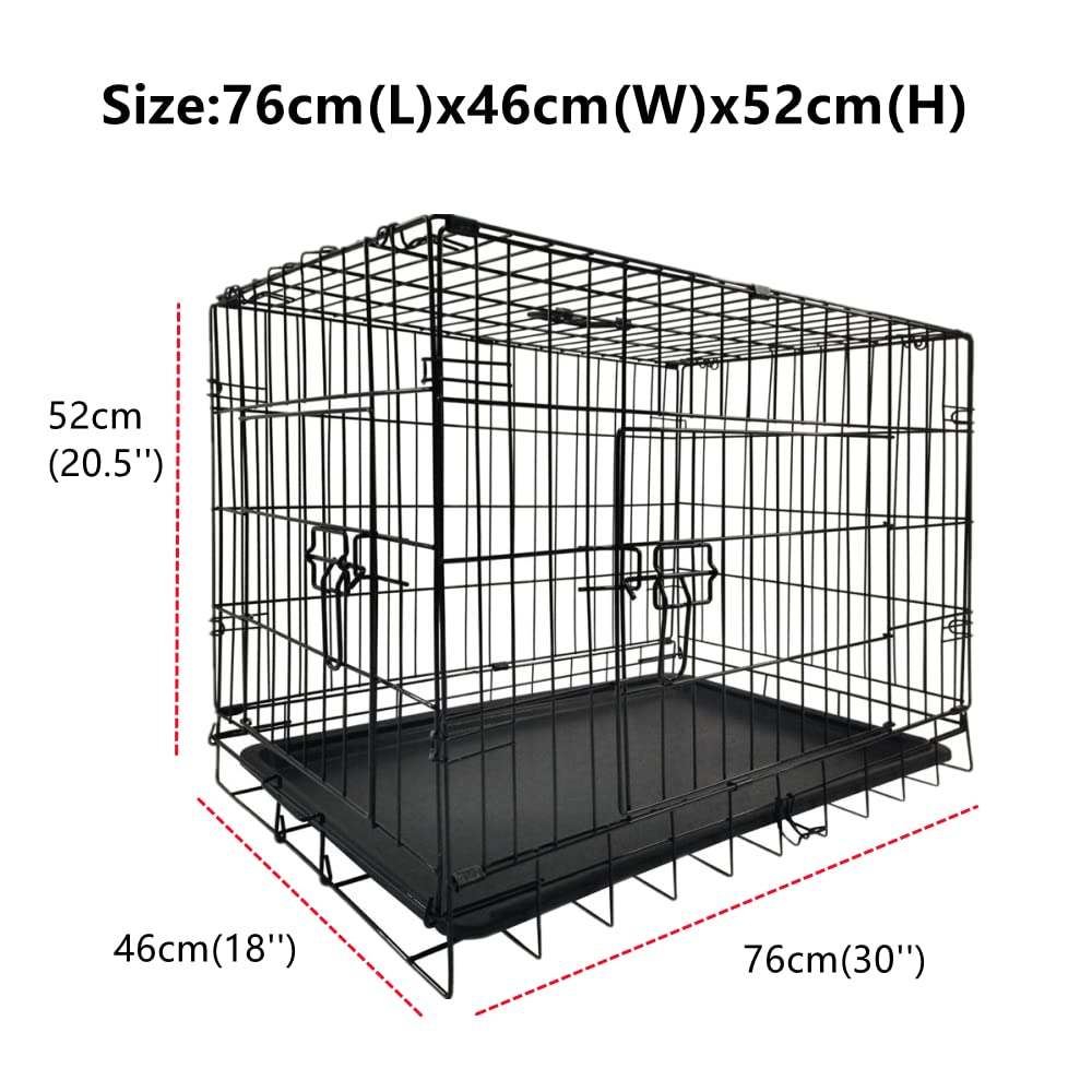 Dog Crate 30 Inch,Large Metal Dog Cage With 2 Doors (Front & Side),Folding Metal Training Crate With Chew Resistant Plastic Dog Crate Tray