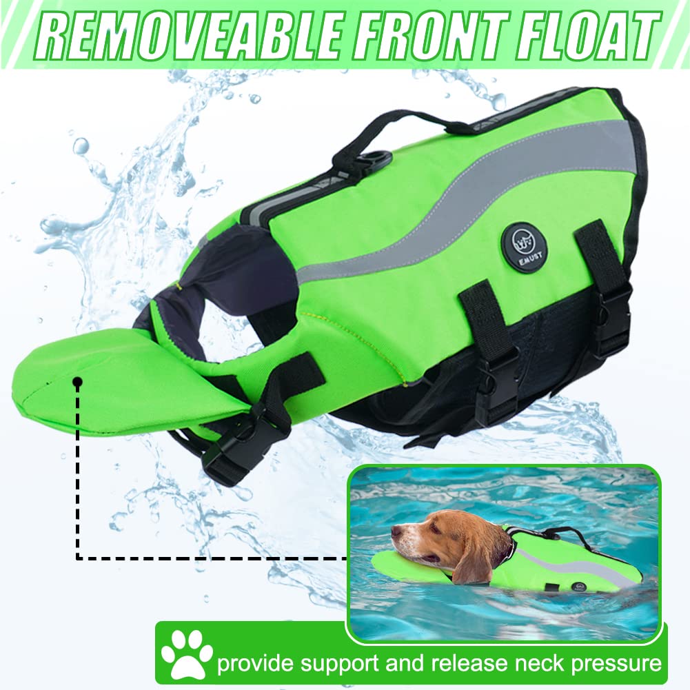 Emust Life Preserver For Dogs, Lightweight Small/Medium/Large, Xl Life Jacket For Swimming/Boat, Green