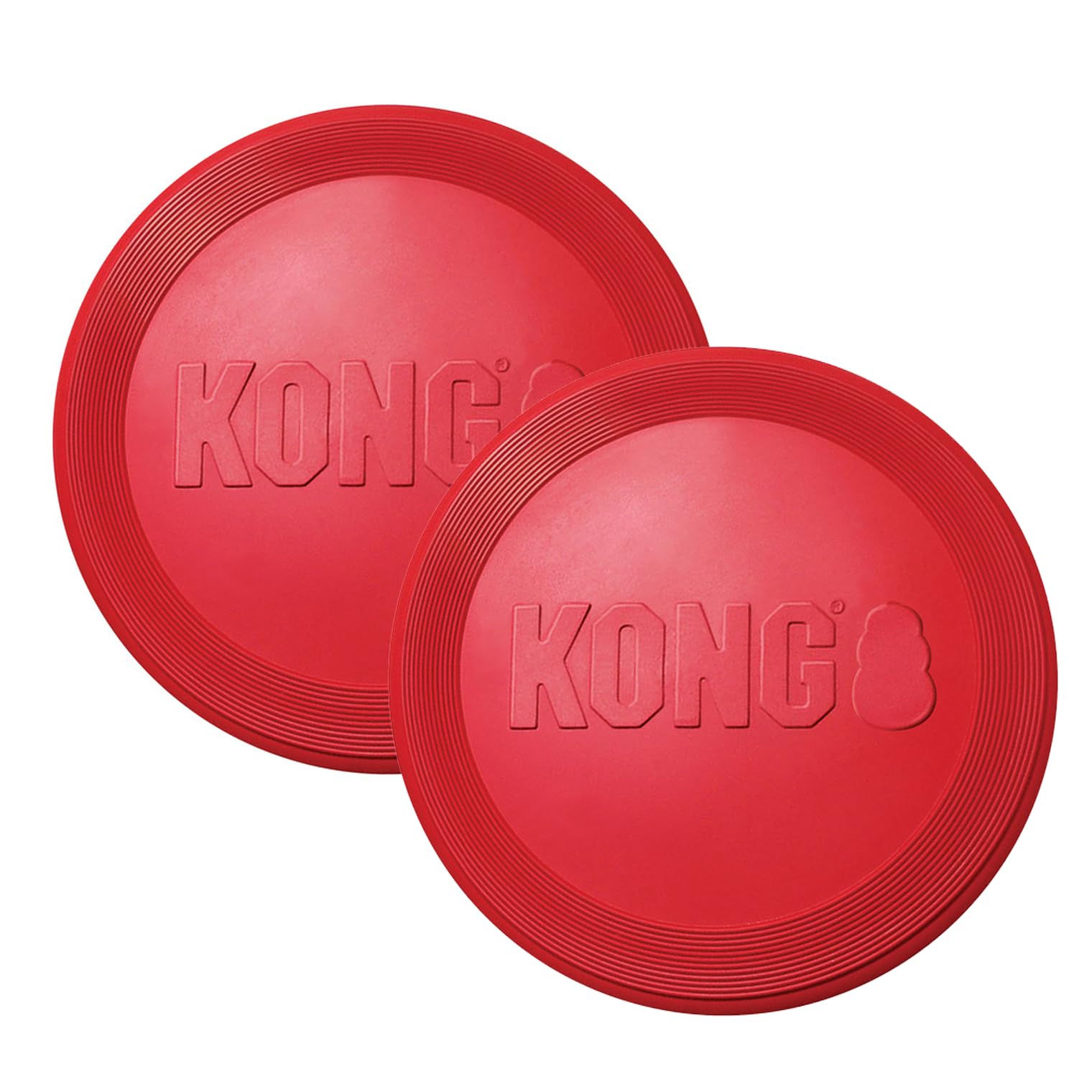 KONG Flyer Rubber Disc Dog Toy - for Catch, Fetch and Playtime - Red, Large 2 Pack