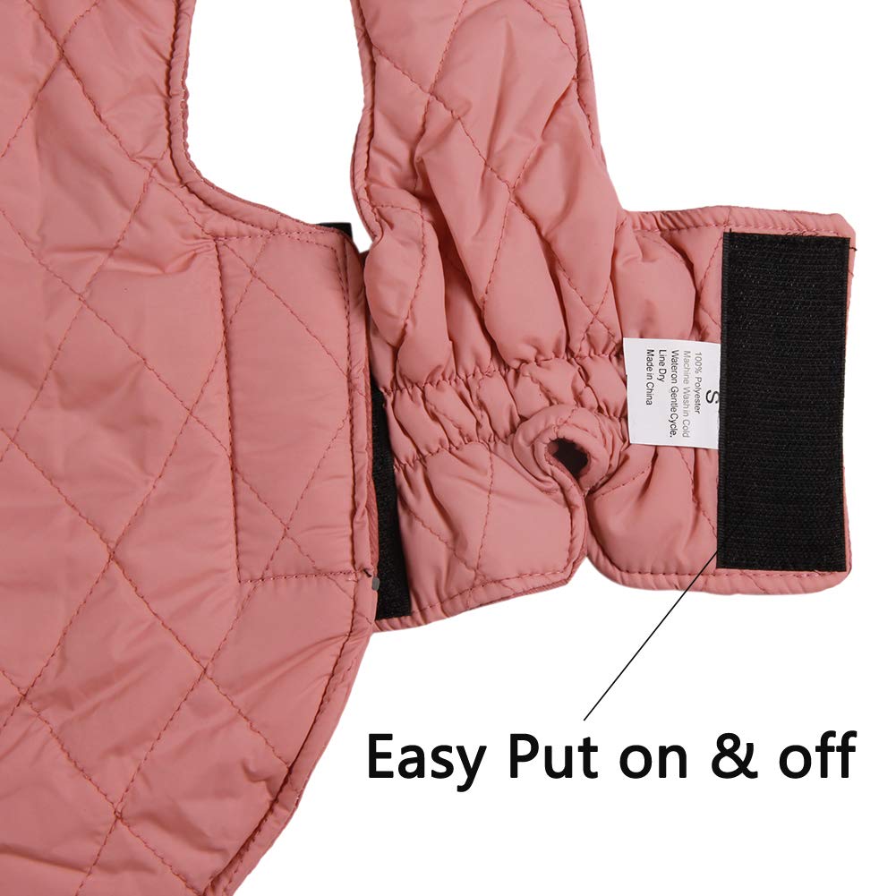 Vecomfy Reversible Dog Coats For Small Dogs Waterproof Warm Puppy Jacket For Cold Winter,Pink Xs