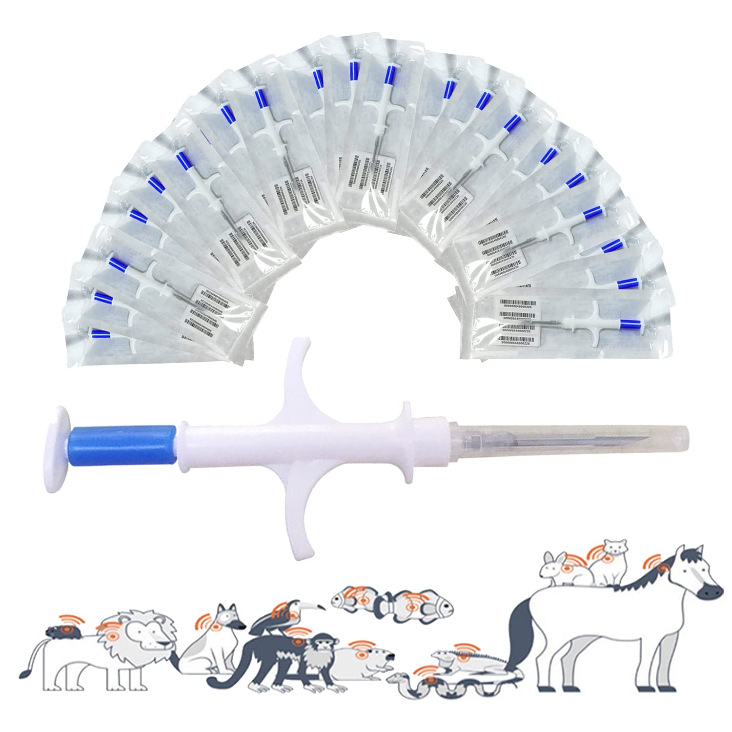 Universal Pet Microchip, 134.2Khz Iso11784/5 Fdx-B Pet Id Tags, 15 Bit Rfid Microchip Implant Kit For The Management And Trackin