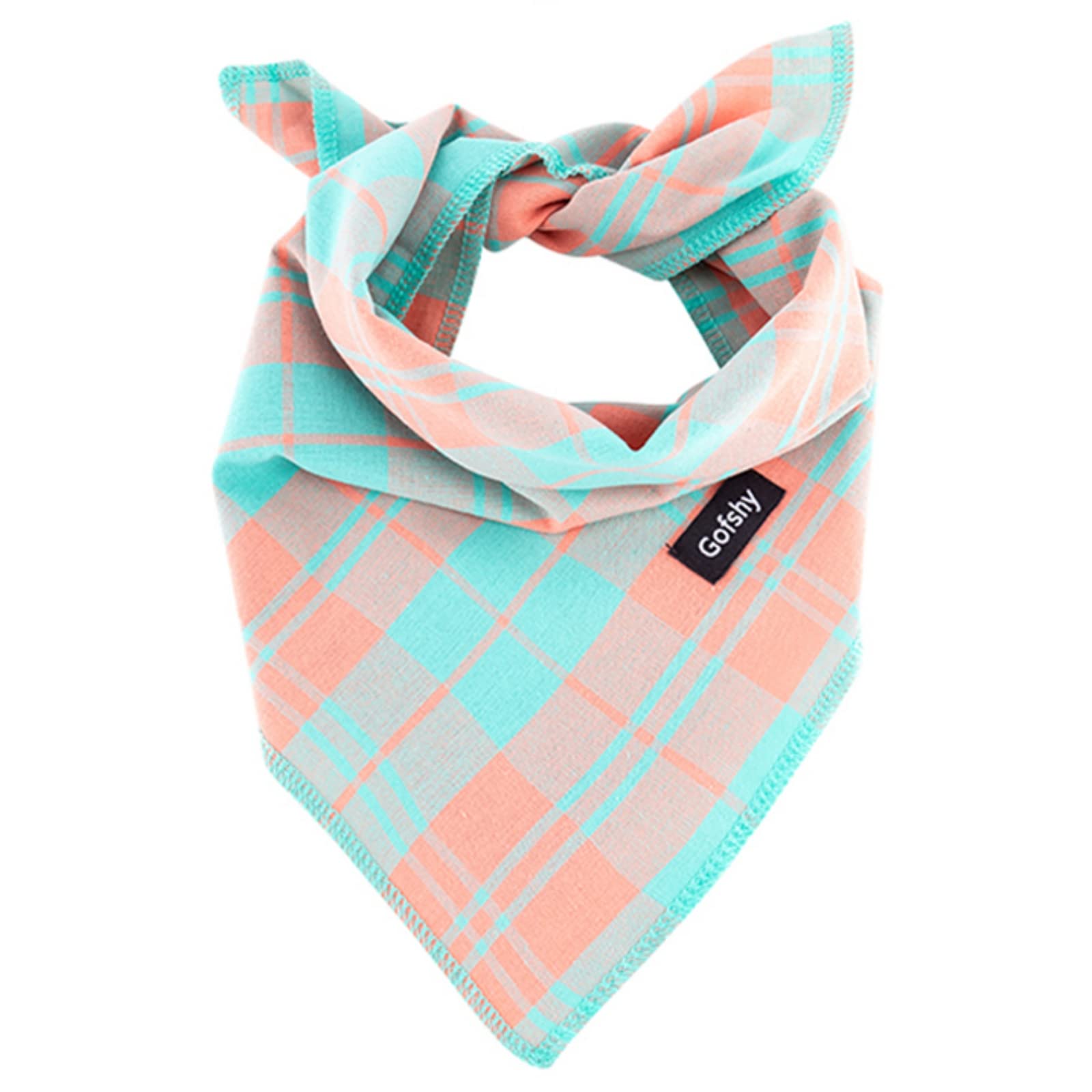 Gofshy Spring Dog Bandana Xlarge-Dog Scarf Vibrant Color Orange Green Plaid Printing Adjustable Bib Handkerchief Accessories For Large Dogs (Xl)