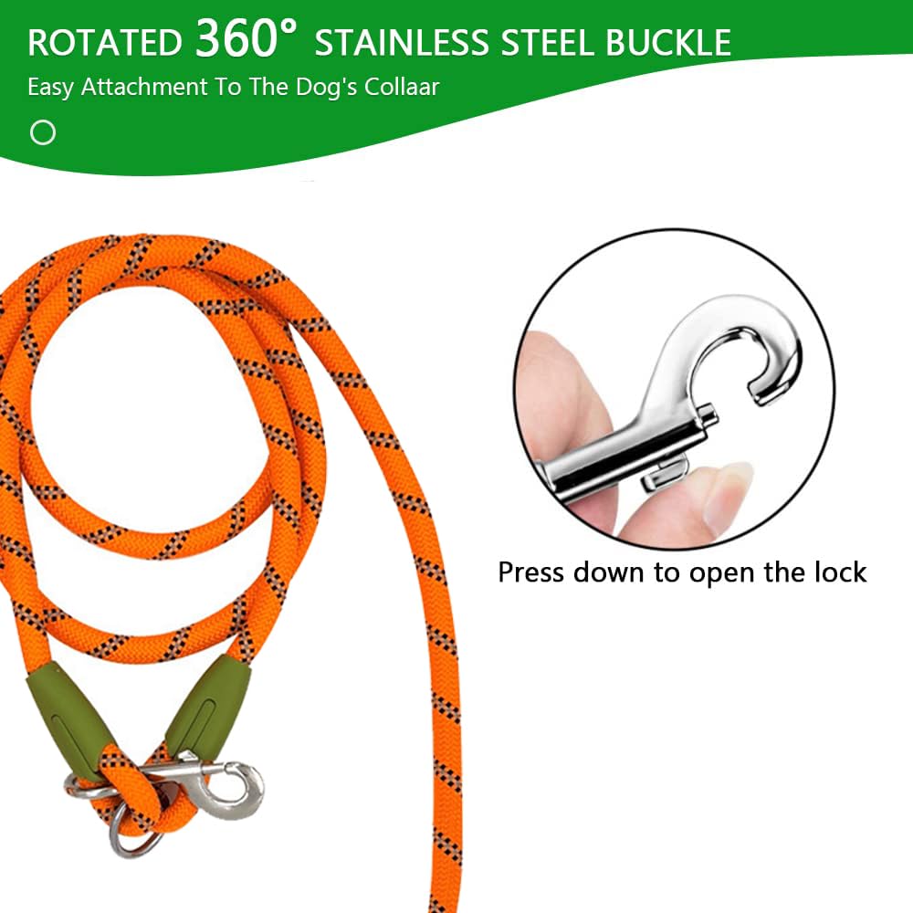 Pawstrip Hands Free Dog Leash Waist & Crossbody Rope With Slip Lead Durable For 2 Dogs Nylon Reflective Heavy Duty Hiking Bungee Leash For Small Large Dogs (Orange)