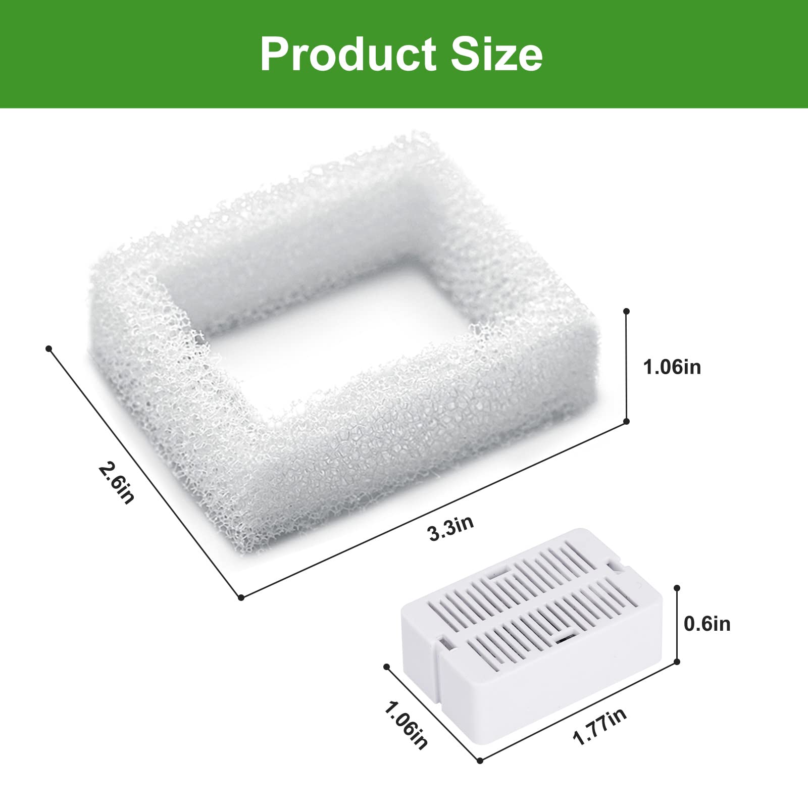 VinDox Pet Fountain Replacement Filters, 8 Cat Fountain Carbon Filters and 2 Foam Pre-Filters for Cupcake Ceramic Pet Fountain P